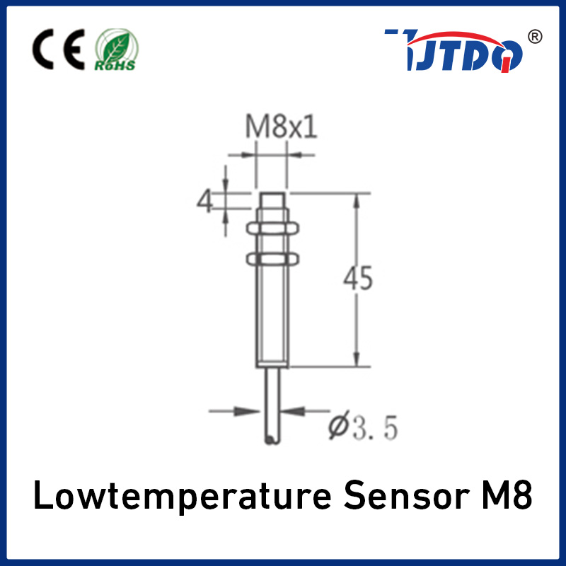 KJT M8 PNP NO Low Temperature Inductive Proximity Sensor Sn 2mm Cylindrical Shape 