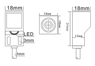 Y18B IP6 Sn 4mm Square Inductive Proximity Sensor high performance 3 Wire 2 Wire