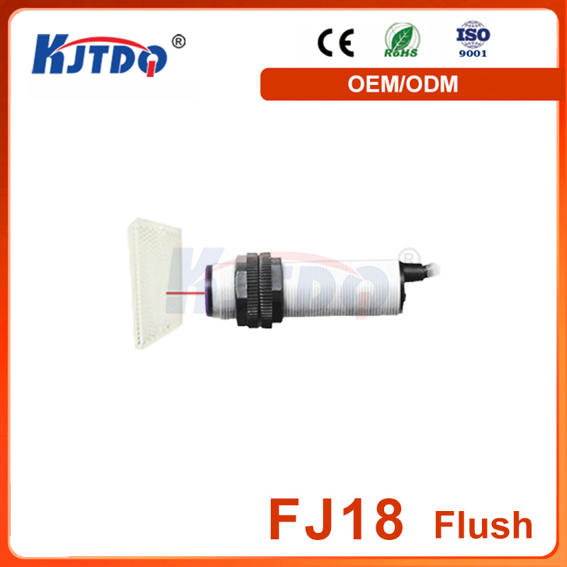 KJT FJ18 Sn 2m Retro Reflective Reflection Photoelectric Sensor M18 NPN PNP 